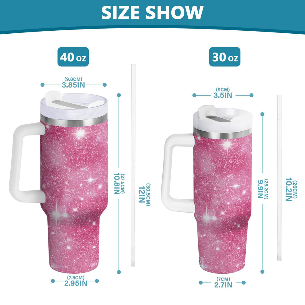 40 oz Insulated Stainless Steel Tumbler Double Wall Stainless Steel Tumbler with 2-Way Drinking Pink Glitter Background UDIR