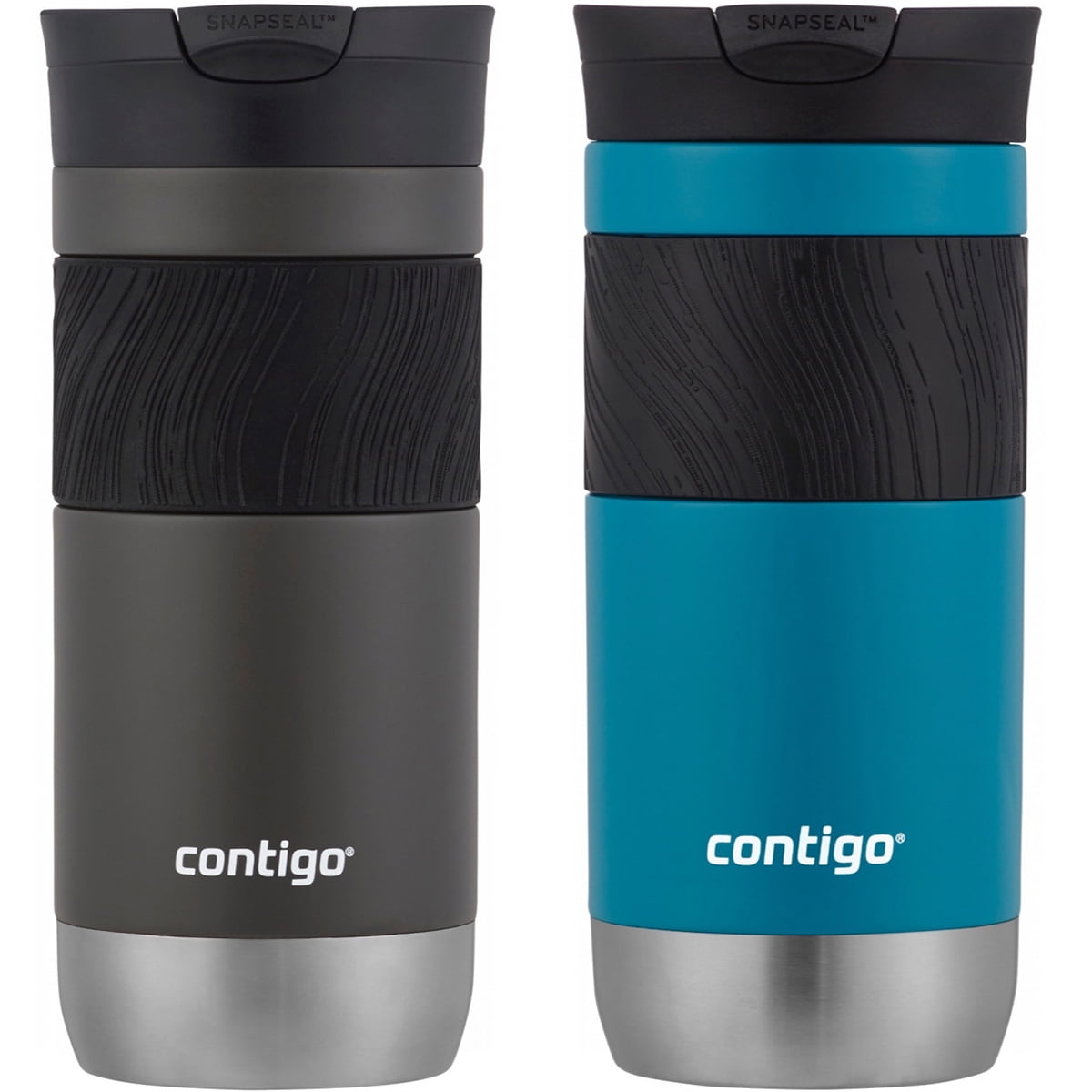 Contigo Byron 2.0 Stainless Steel Travel Mug with SNAPSEAL Lid and Grip, 20 oz, Sake &amp; Blue Corn, 2-Pack ICRC