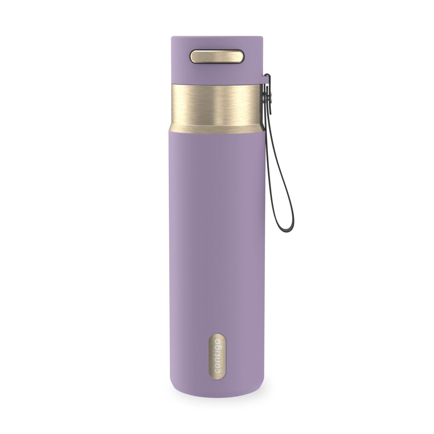 Contigo AutoSeal Leakproof Stainless Steel Reusable Water Bottle Tumbler with Carrying Strap, Cream/Champagne, 24 oz XIPA