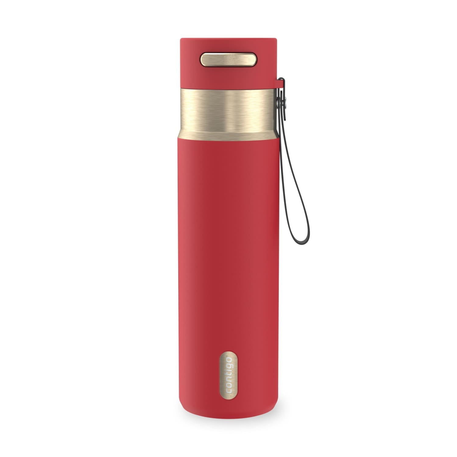 Contigo AutoSeal Leakproof Stainless Steel Reusable Water Bottle Tumbler with Carrying Strap, Cream/Champagne, 24 oz XIPA