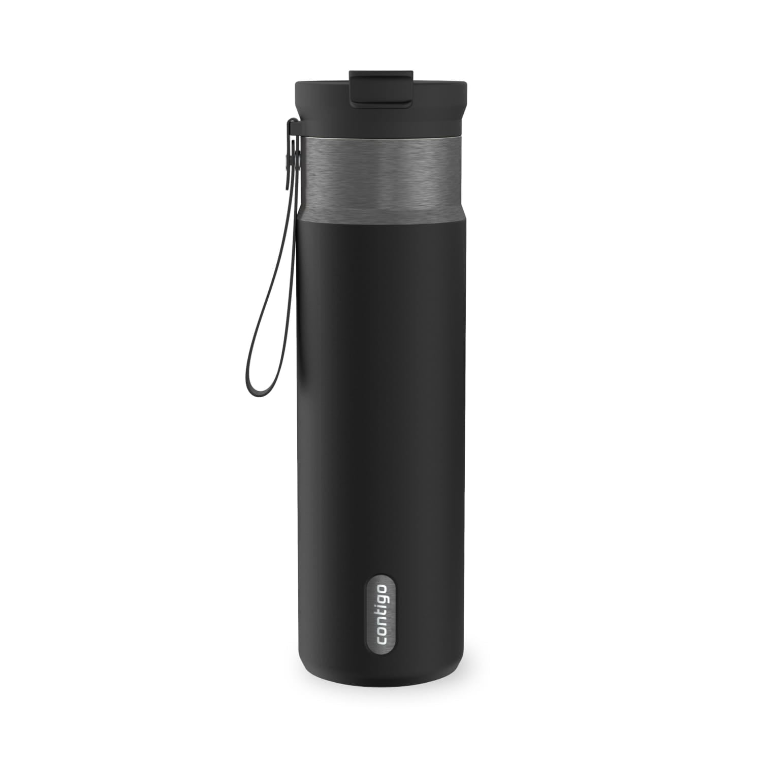 Contigo DualSip Leakproof Stainless Steel Reusable Water Bottle Tumbler with Carrying Strap, Cream/Champagne, 24 oz D87F