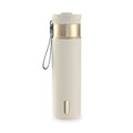 Contigo DualSip Leakproof Stainless Steel Reusable Water Bottle Tumbler with Carrying Strap, Cream/Champagne, 24 oz D87F