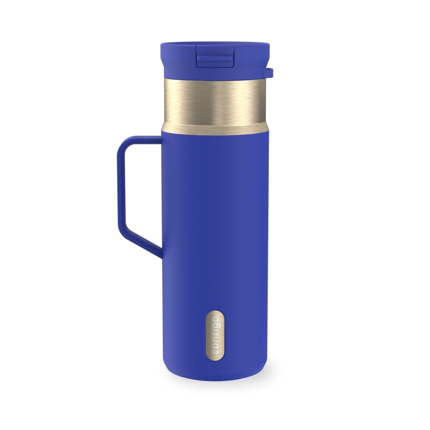 Contigo SnapSeal Leakproof Stainless Steel Reusable Water Bottle Tumbler with Side Handle, Dark Blue/Bronze, 20 oz EL1O