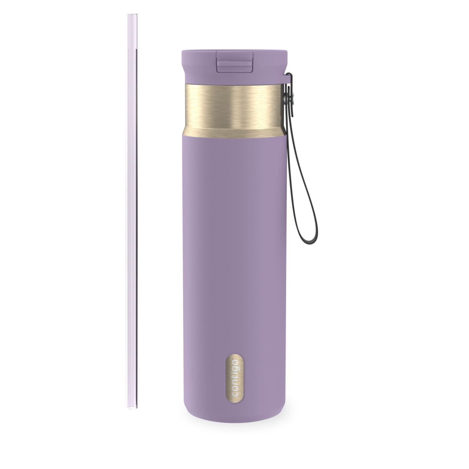 Contigo SnapSeal Leakproof Stainless Steel Reusable Water Bottle with Carrying Strap, Dark Blue/Bronze, 24 oz EBLA