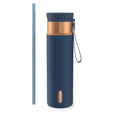 Contigo SnapSeal Leakproof Stainless Steel Reusable Water Bottle with Carrying Strap, Dark Blue/Bronze, 24 oz EBLA