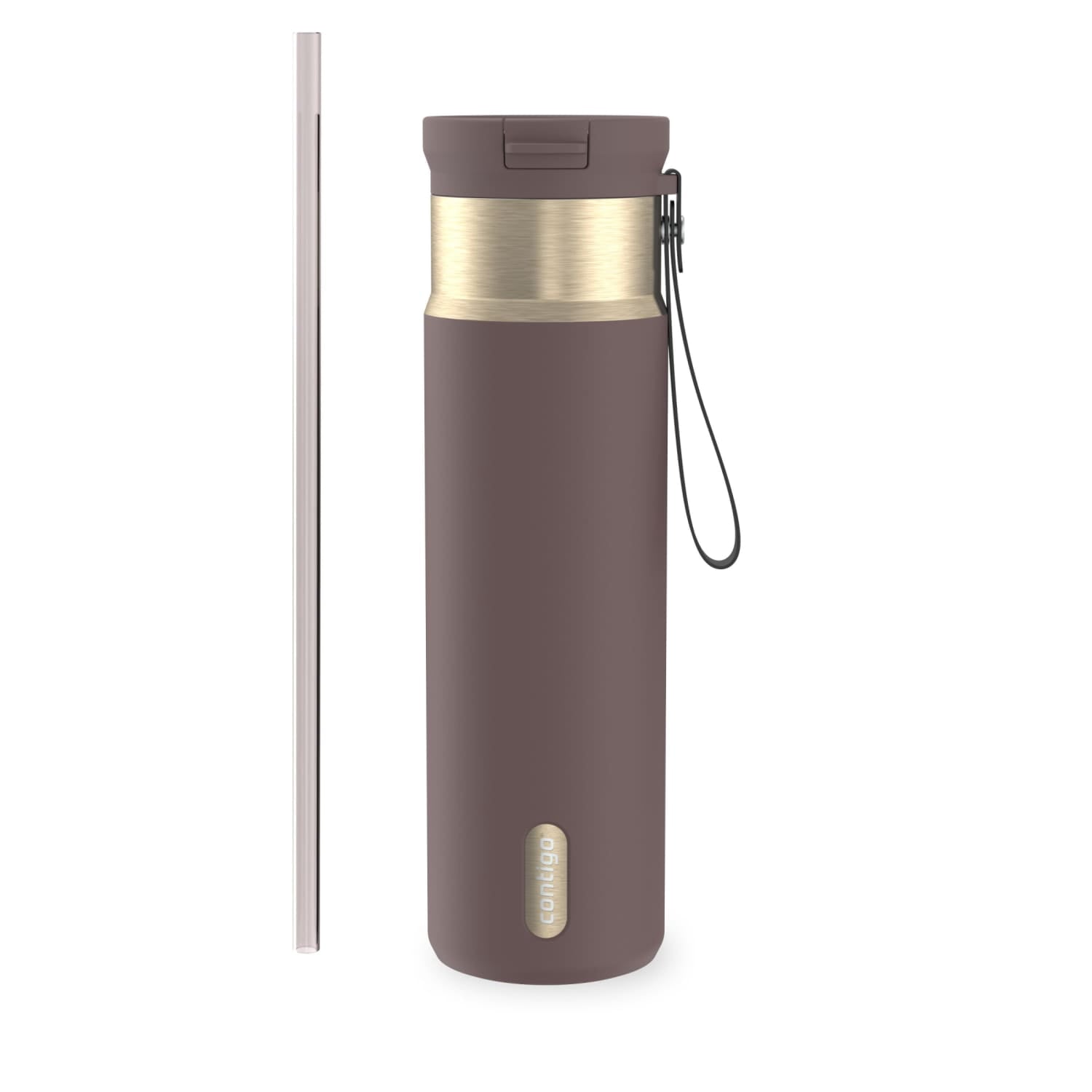 Contigo SnapSeal Leakproof Stainless Steel Reusable Water Bottle with Carrying Strap, Dark Blue/Bronze, 24 oz EBLA