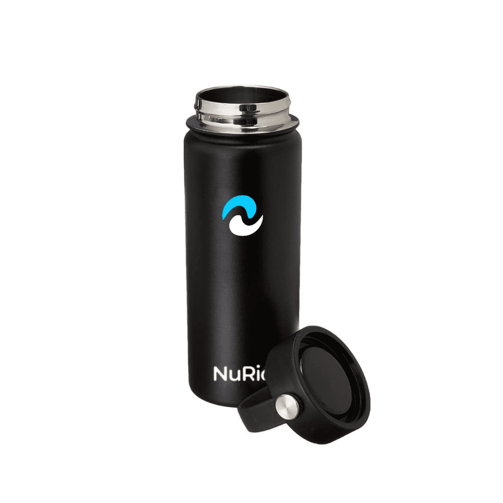 NuRich Sports Water Bottle - 18 Oz, Vacuum Insulated Stainless Steel, Modern Double Walled, Simple Thermo Modern Mug, Hydro Metal Canteen Flask Wide Mouth with Sweat Proof Design for Cold &amp; Hot Temp 6BQL