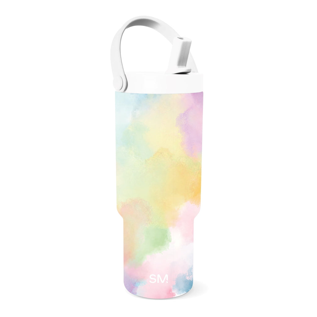Simple Modern 24 fl oz Insulated Stainless Steel Trek Pivot Tumbler with Straw Lid and Top Handle|Cotton Candy Tie Dye 9D36