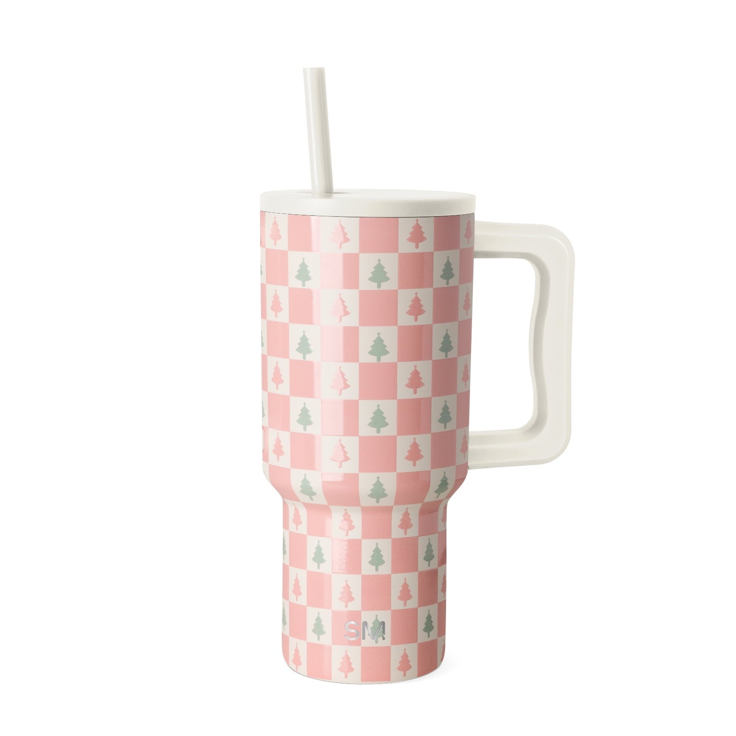 Simple Modern 30 fl oz Insulated Stainless Steel Trek Tumbler with Straw Lid | Seaglass Sage and Cream Checkmate YPTM