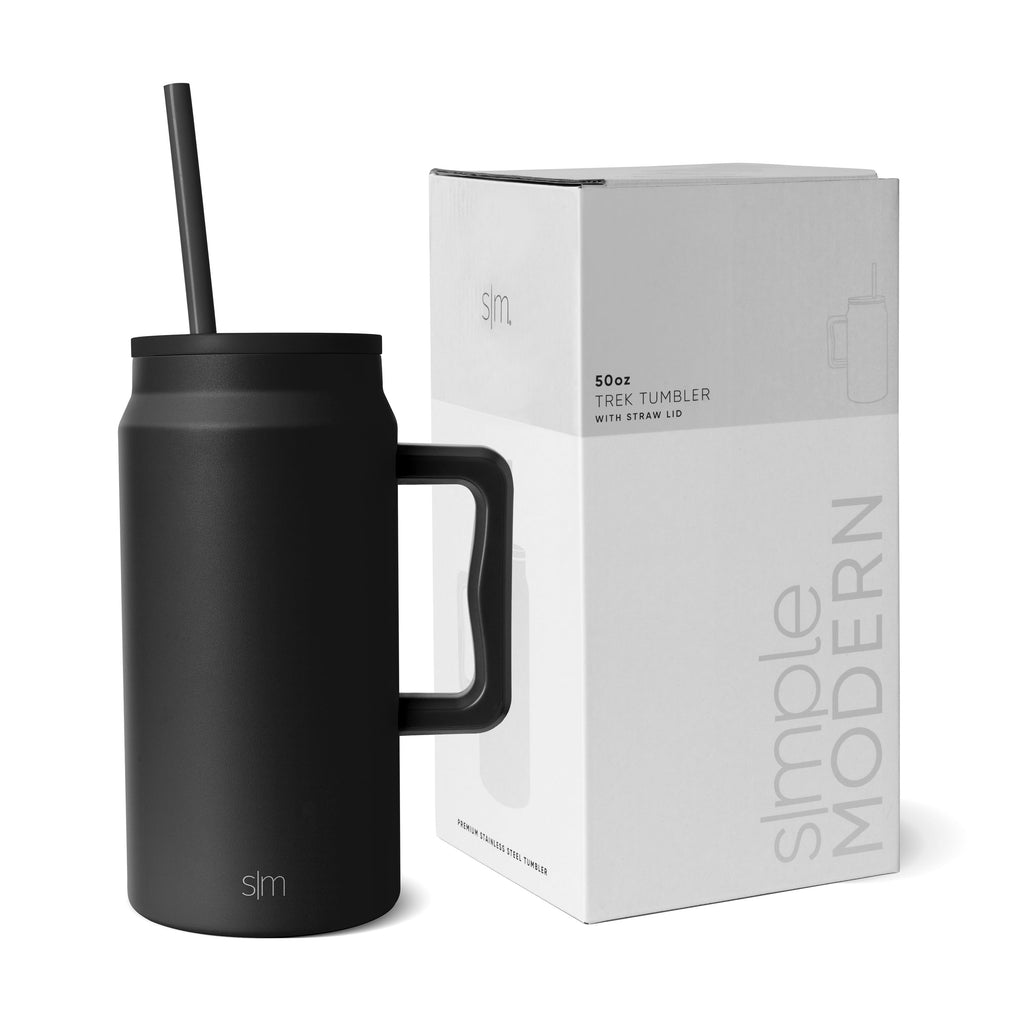 Simple Modern 50 fl oz Insulated Stainless Steel Trek Tumbler with Straw Lid | Midnight Black R3OD