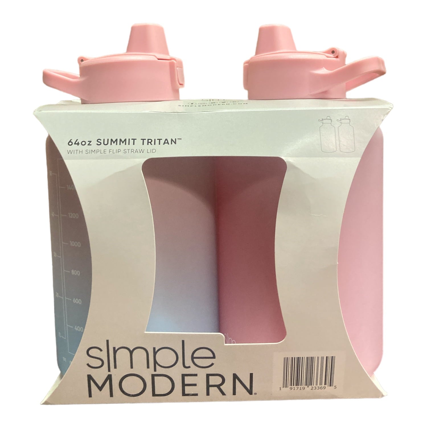Simple Modern 64-oz Tritan Plastic Summit With Simple Flip Straw Lid 2 Pack (Sweet Taffy and Blush) EKJV