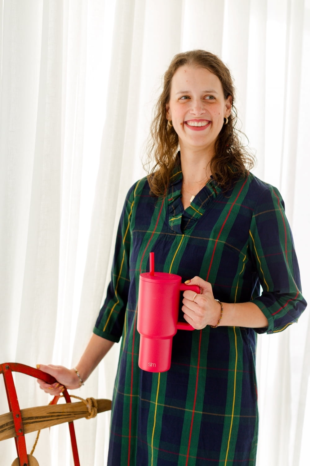 Simple Modern 30 fl oz Insulated Stainless Steel Trek Tumbler with Straw Lid | Seaglass Sage and Cream Checkmate YPTM