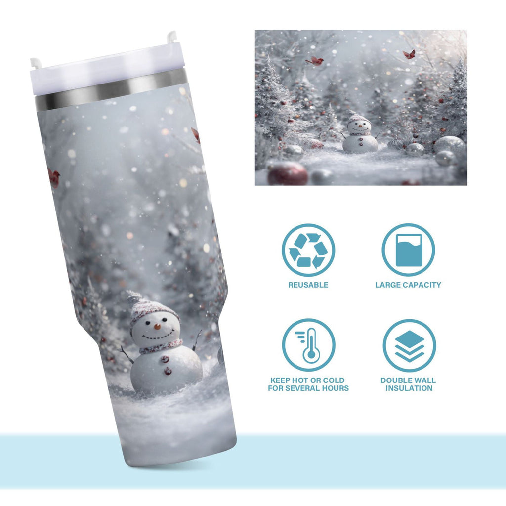 30 oz Insulated Stainless Steel Tumbler Double Wall Stainless Steel Tumbler with 2-Way Drinking Snowy Winter Landscape 6X70