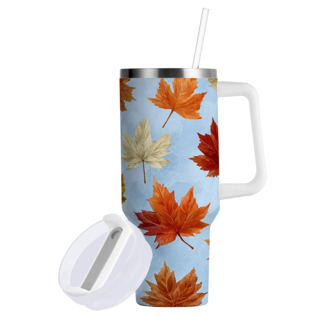 30 oz Insulated Stainless Steel Tumbler Double Wall Stainless Steel Tumbler with 2-Way Drinking Autumn Maple Leaves 2C6C