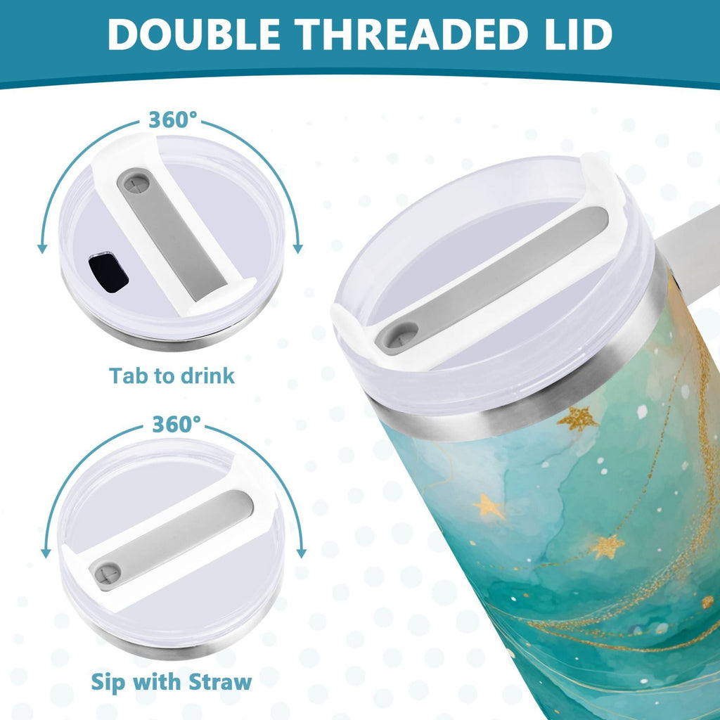 40 oz Insulated Stainless Steel Tumbler Double Wall Stainless Steel Tumbler with 2-Way Drinking Beautiful Watercolor Stars 6KIB