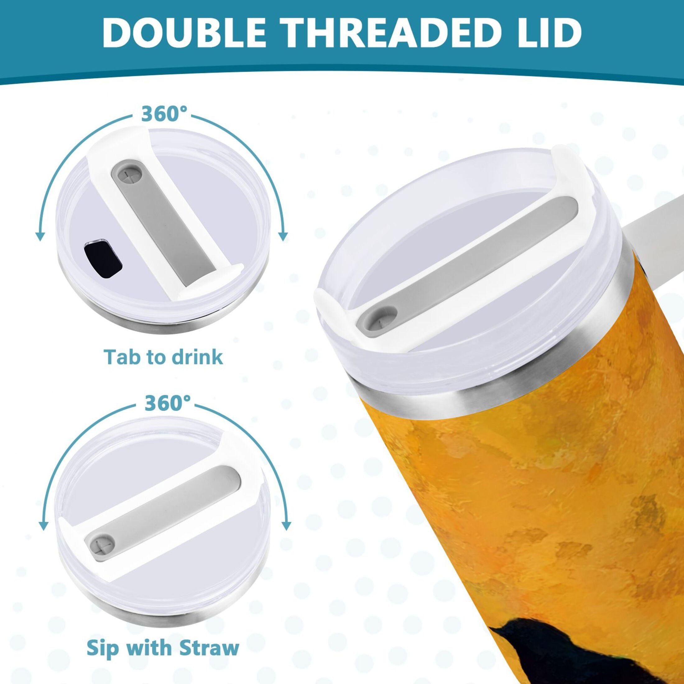 30 oz Insulated Stainless Steel Tumbler Double Wall Stainless Steel Tumbler with 2-Way Drinking Birds on A Wire FIS7