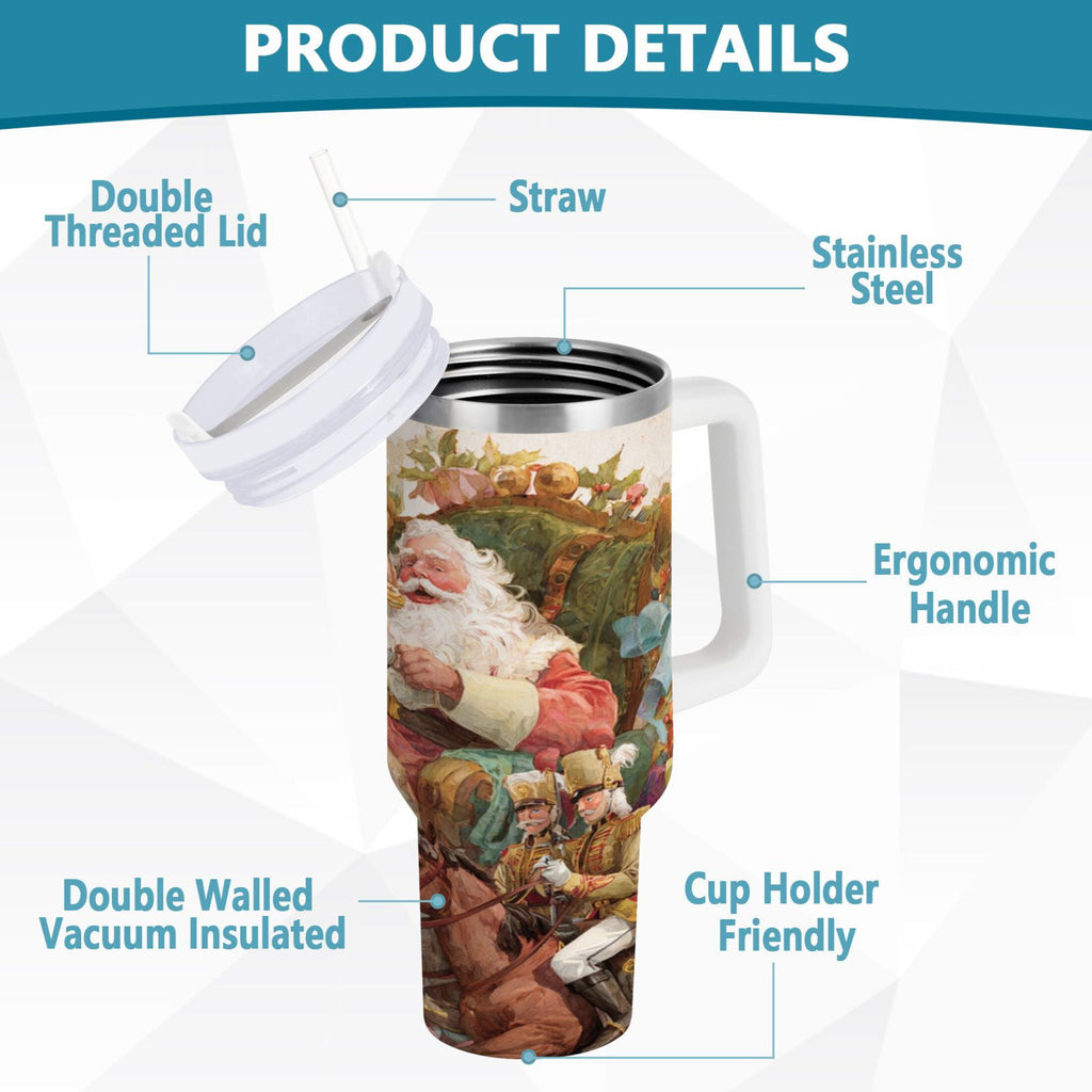 30 oz Insulated Stainless Steel Tumbler Double Wall Stainless Steel Tumbler with 2-Way Drinking Santa Claus Sitting in Chair 84AZ