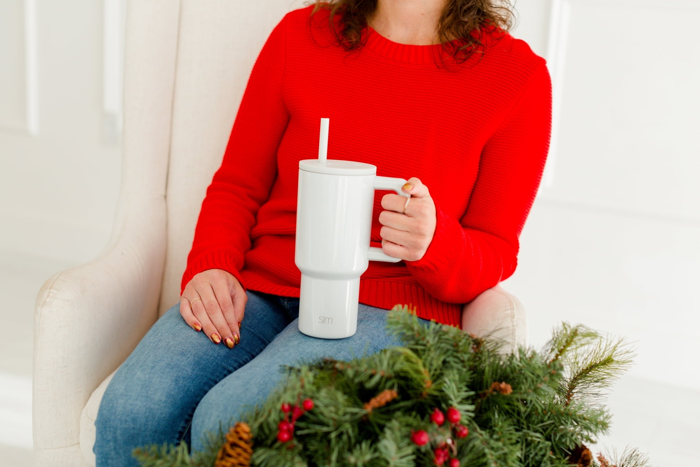 Simple Modern 30 fl oz Insulated Stainless Steel Trek Tumbler with Straw Lid | Seaglass Sage and Cream Checkmate YPTM