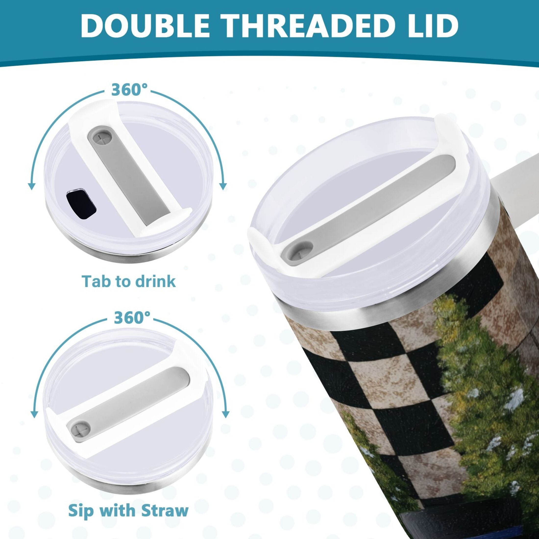 30 oz Insulated Stainless Steel Tumbler Double Wall Stainless Steel Tumbler with 2-Way Drinking Two Snowmen Pattern SIIJ