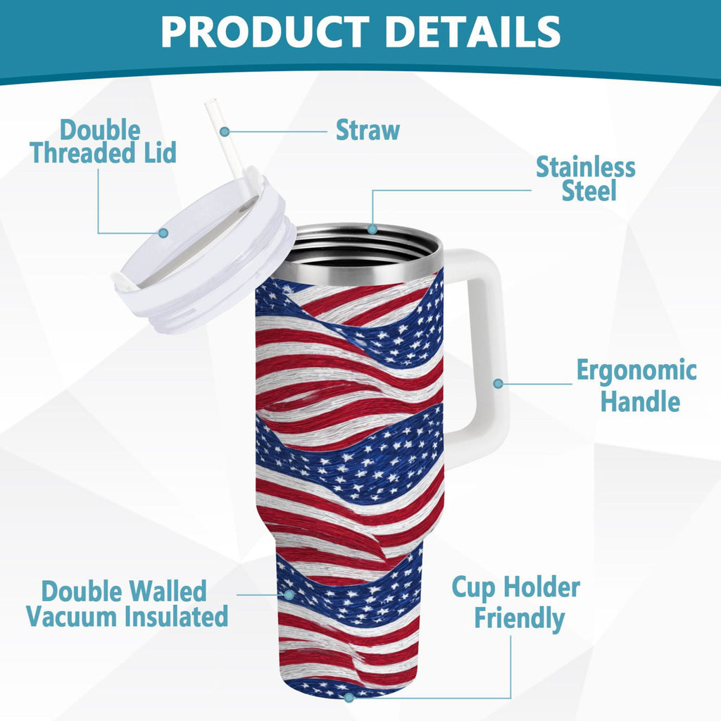 30 oz Insulated Stainless Steel Tumbler Double Wall Stainless Steel Tumbler with 2-Way Drinking Flags Wave Pattern ZI6H