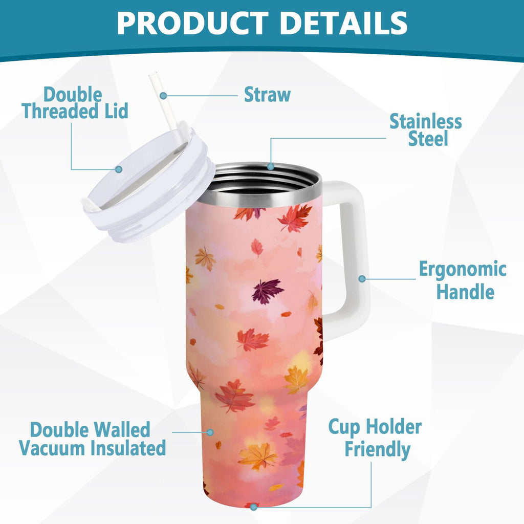 30 oz Insulated Stainless Steel Tumbler Double Wall Stainless Steel Tumbler with 2-Way Drinking Autumn Leaves Falling KXBZ