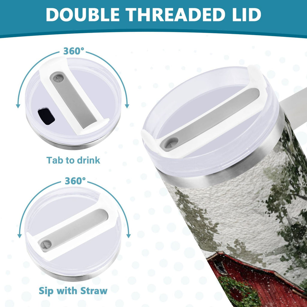 30 oz Insulated Stainless Steel Tumbler Double Wall Stainless Steel Tumbler with 2-Way Drinking Old Red Barn RM59