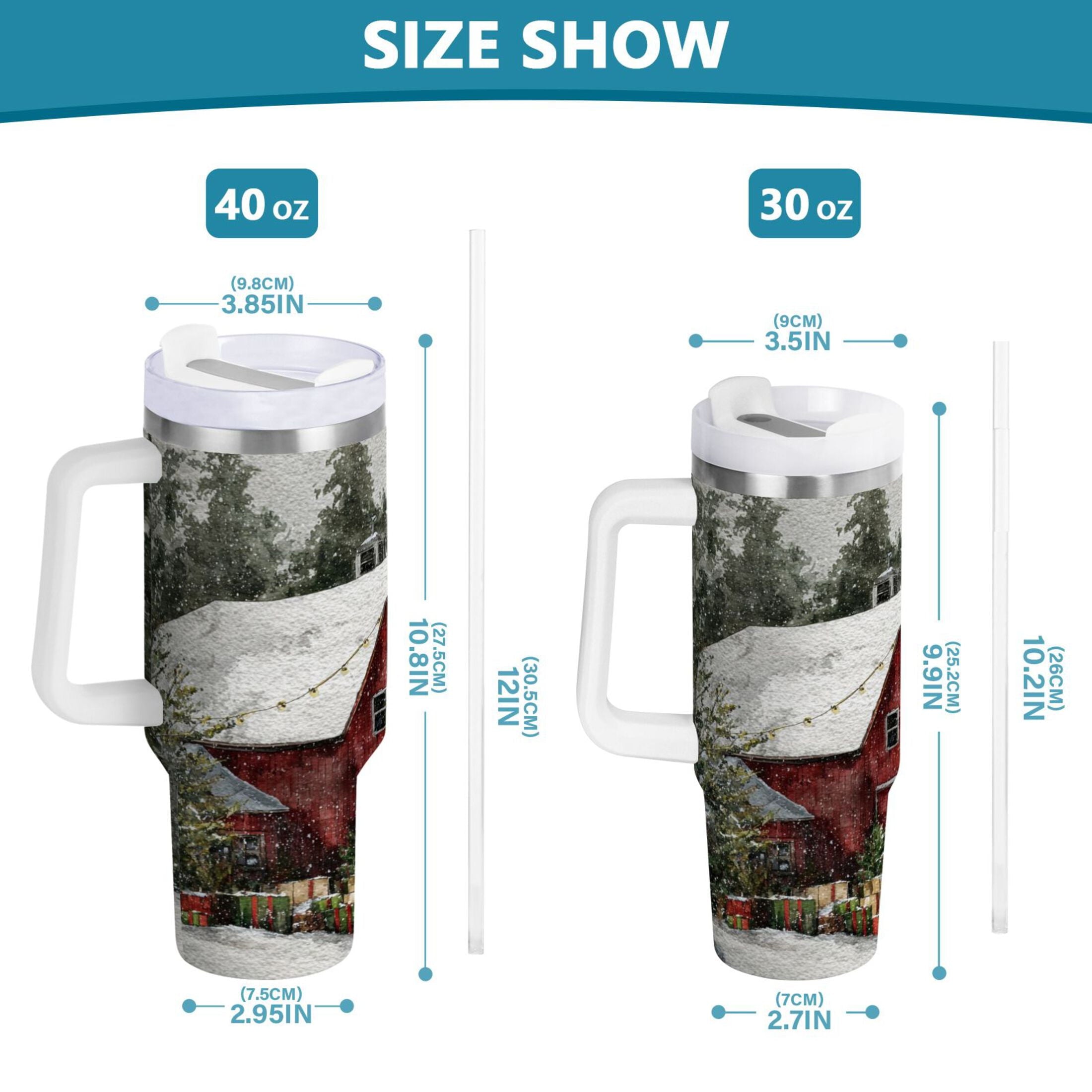 30 oz Insulated Stainless Steel Tumbler Double Wall Stainless Steel Tumbler with 2-Way Drinking Old Red Barn RM59