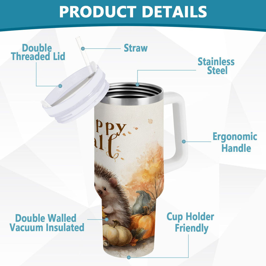 30 oz Insulated Stainless Steel Tumbler Double Wall Stainless Steel Tumbler with 2-Way Drinking Cute Little Hedgehog 7Y3E