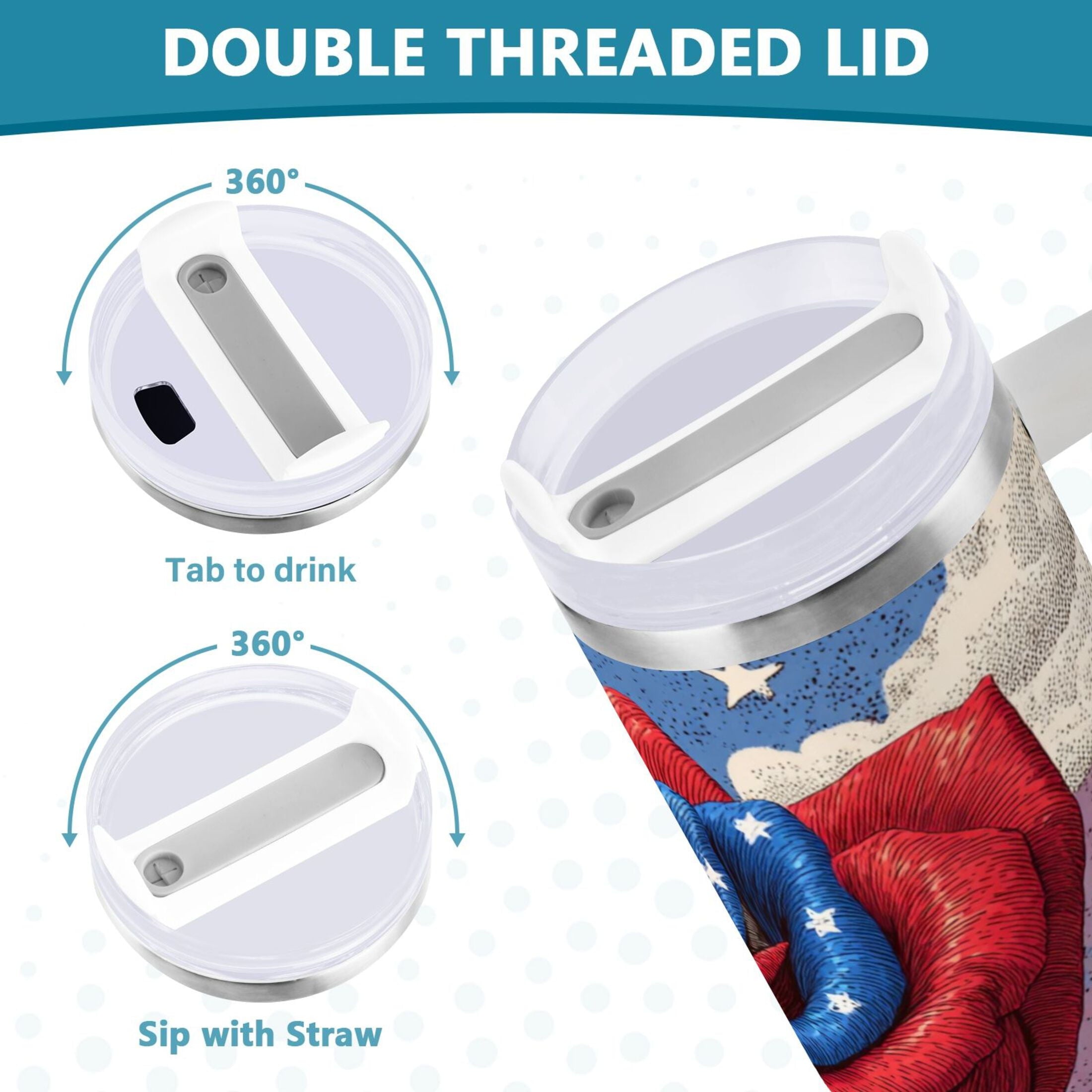 40 oz Insulated Stainless Steel Tumbler Double Wall Stainless Steel Tumbler with 2-Way Drinking Roses and Clouds D14B