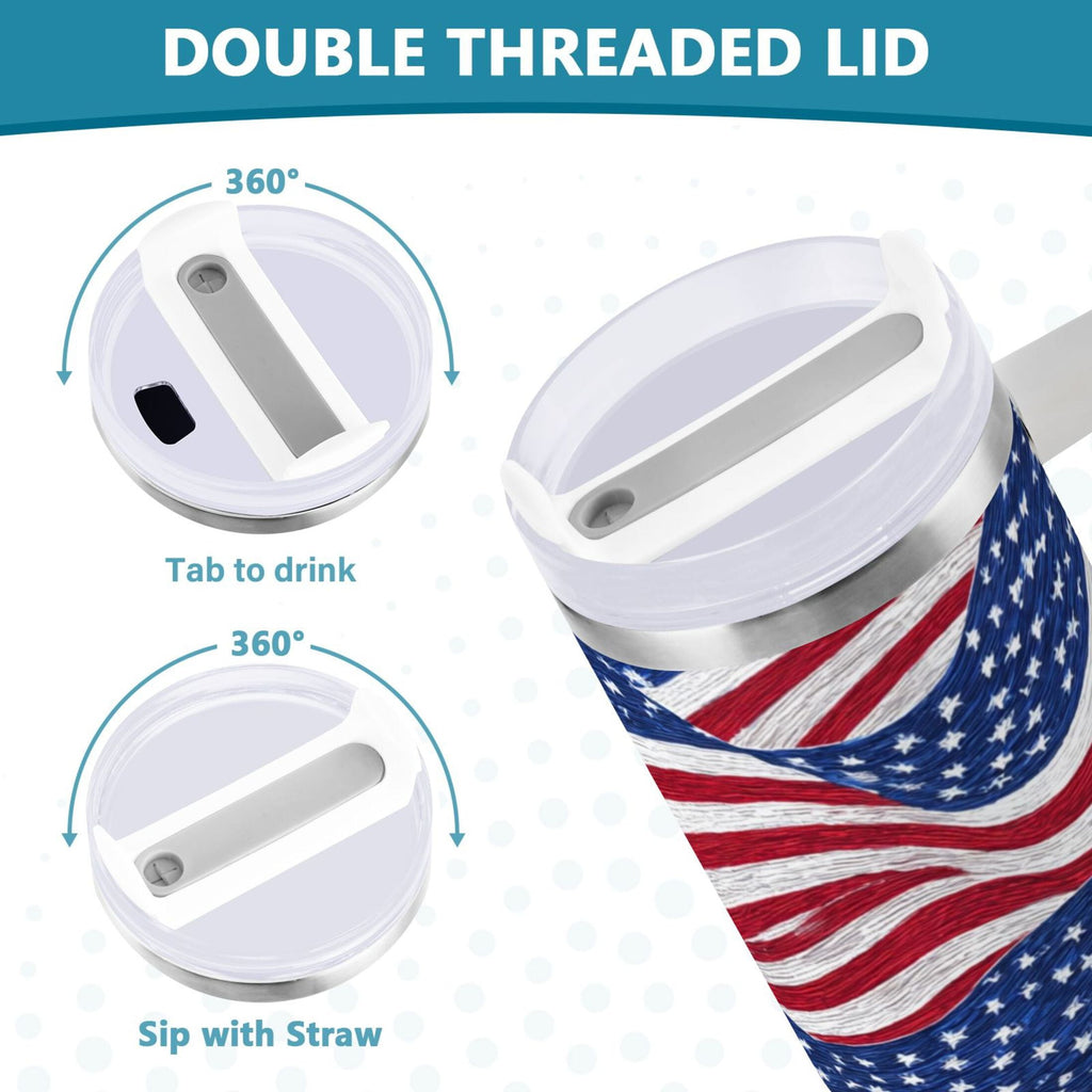 30 oz Insulated Stainless Steel Tumbler Double Wall Stainless Steel Tumbler with 2-Way Drinking Flags Wave Pattern ZI6H