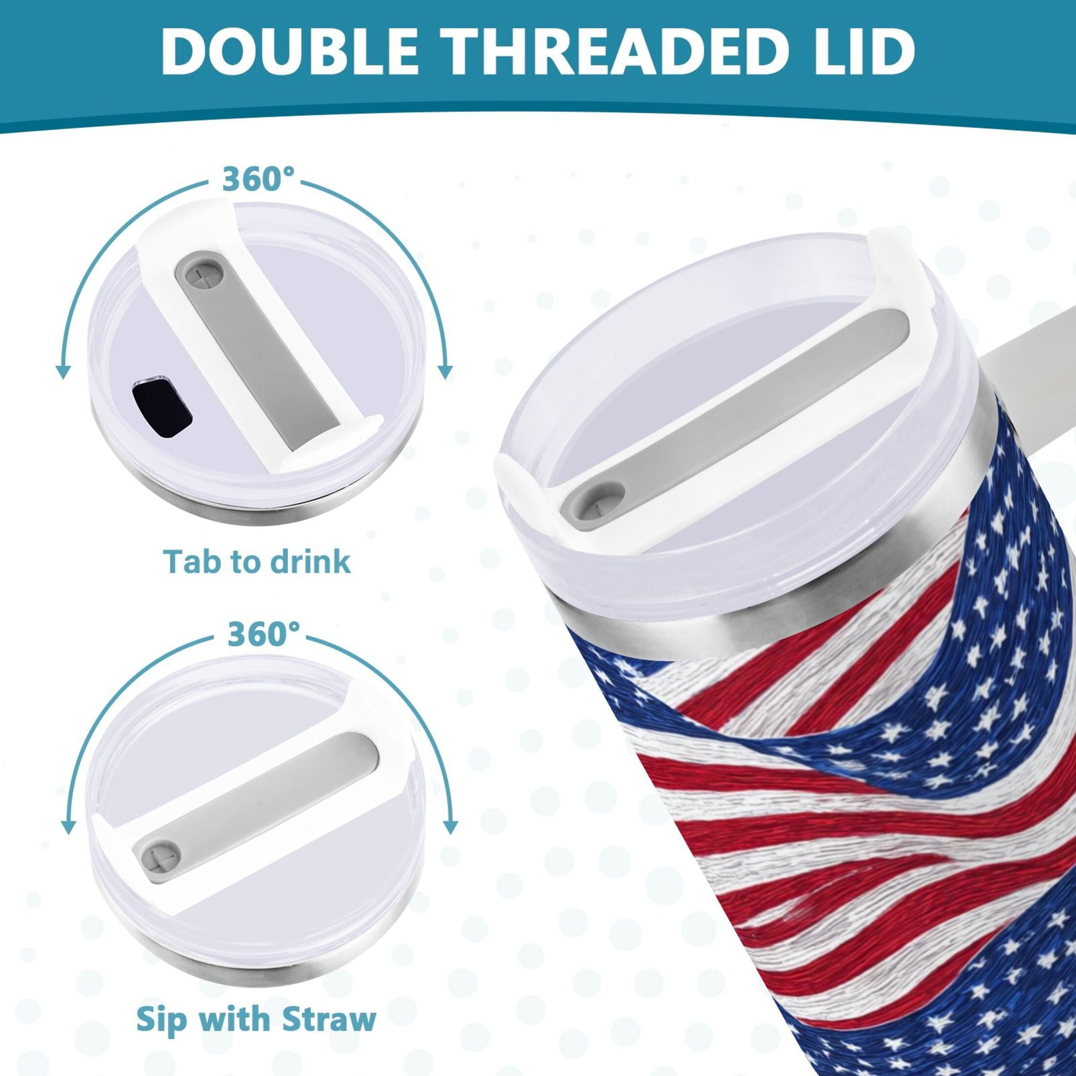 30 oz Insulated Stainless Steel Tumbler Double Wall Stainless Steel Tumbler with 2-Way Drinking Flags Wave Pattern ZI6H