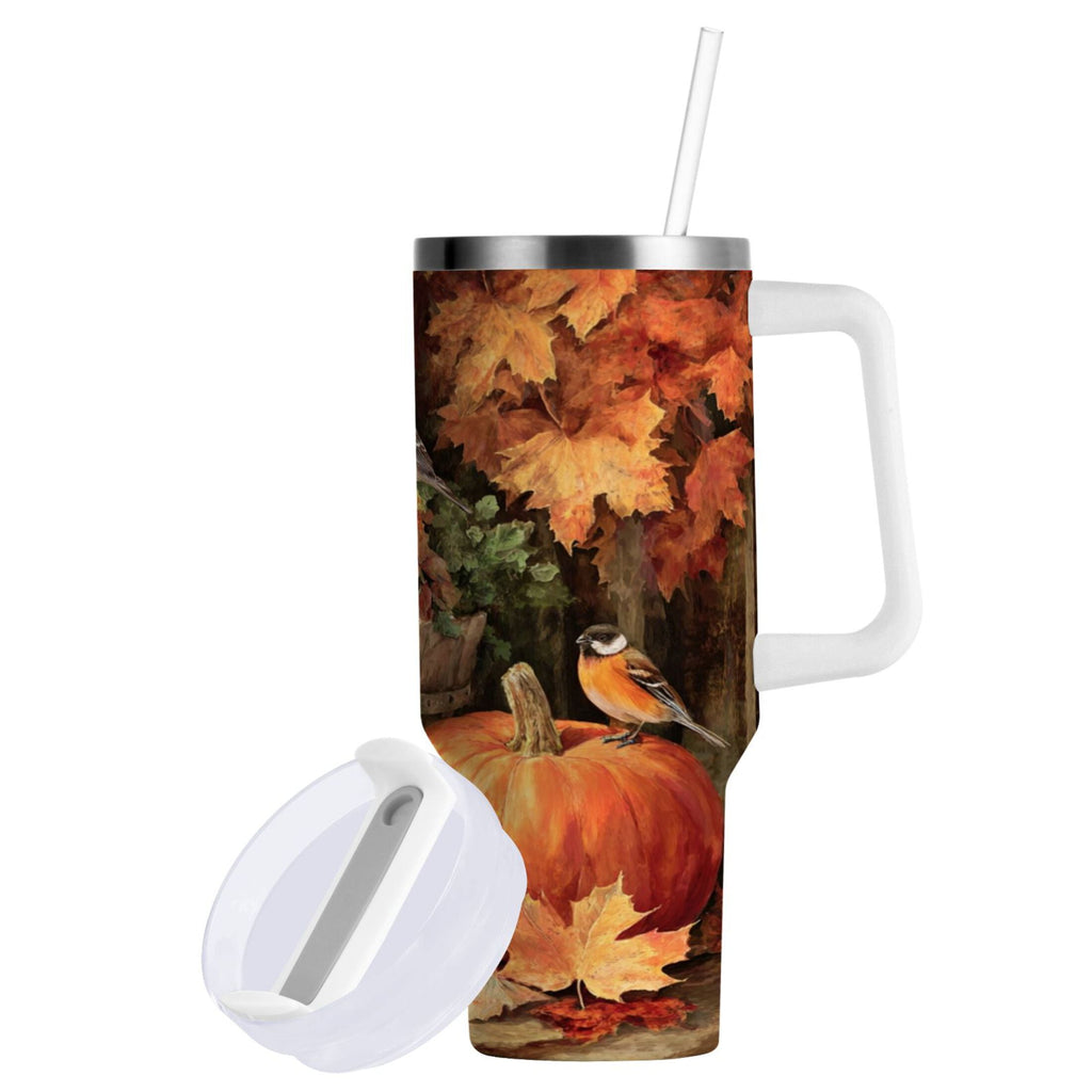 30 oz Insulated Stainless Steel Tumbler Double Wall Stainless Steel Tumbler with 2-Way Drinking Beautiful Fall Scene U6SZ