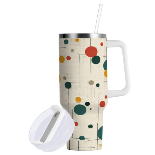 30 oz Insulated Stainless Steel Tumbler Double Wall Stainless Steel Tumbler with 2-Way Drinking Colorful Dots and Lines M92Y