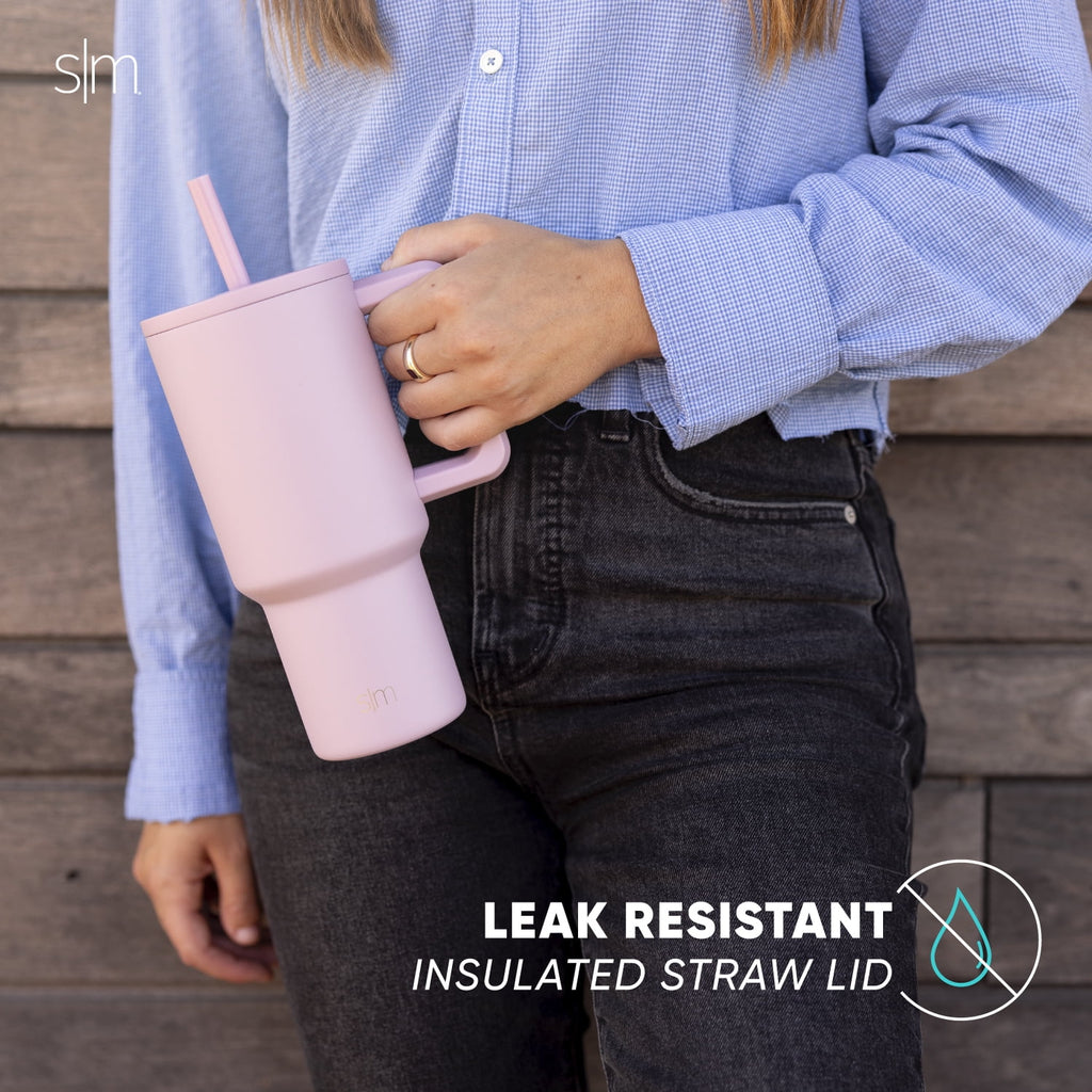 Simple Modern 30 fl oz Insulated Stainless Steel Trek Tumbler with Straw Lid | Seaglass Sage and Cream Checkmate YPTM