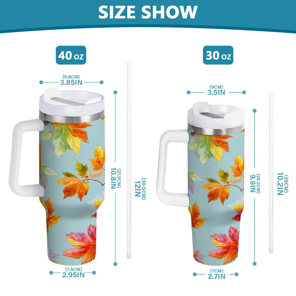 30 oz Insulated Stainless Steel Tumbler Double Wall Stainless Steel Tumbler with 2-Way Drinking Colorful Autumn Maple Leaves S2NS
