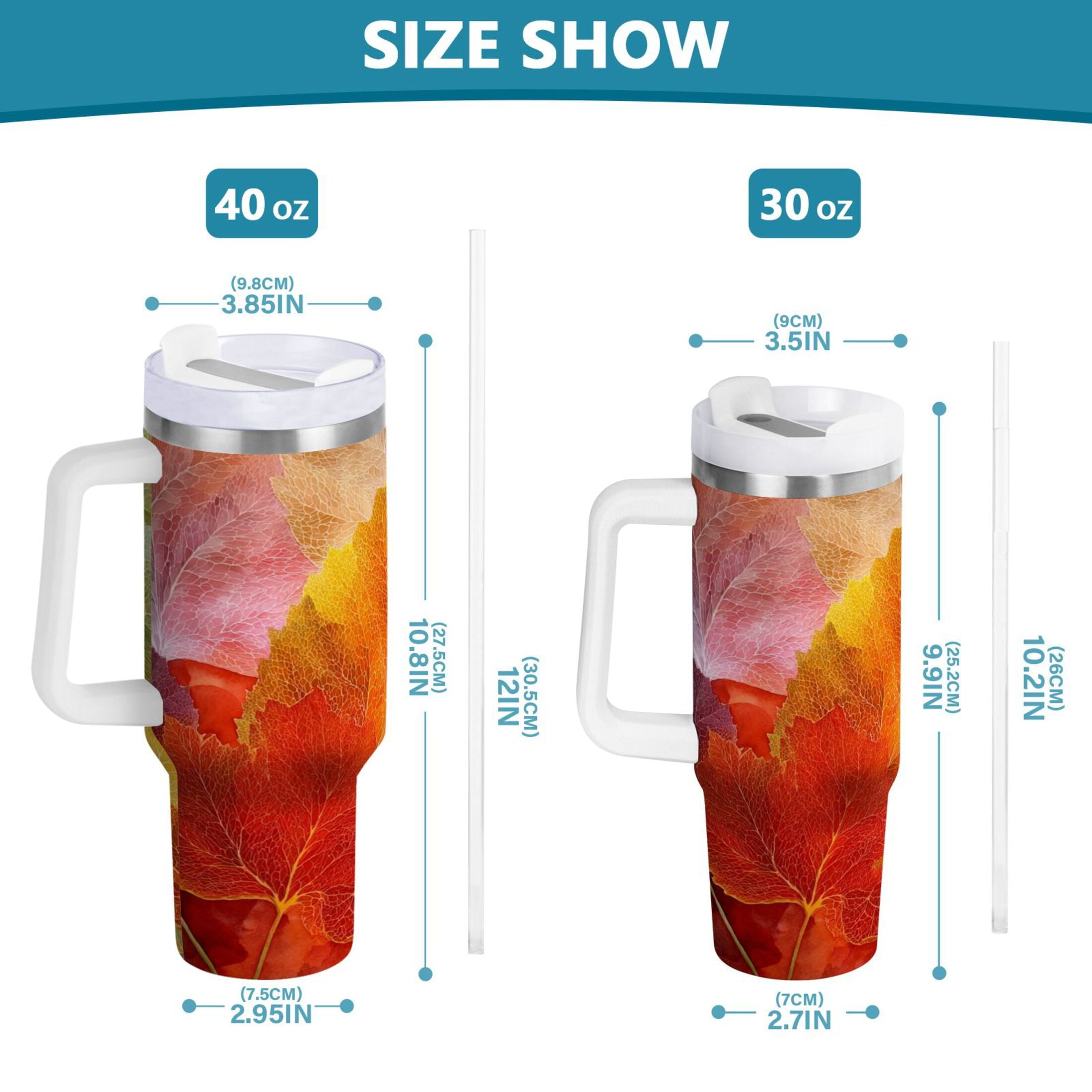 30 oz Insulated Stainless Steel Tumbler Double Wall Stainless Steel Tumbler with 2-Way Drinking Various Shades Autumn Leaves AWPF