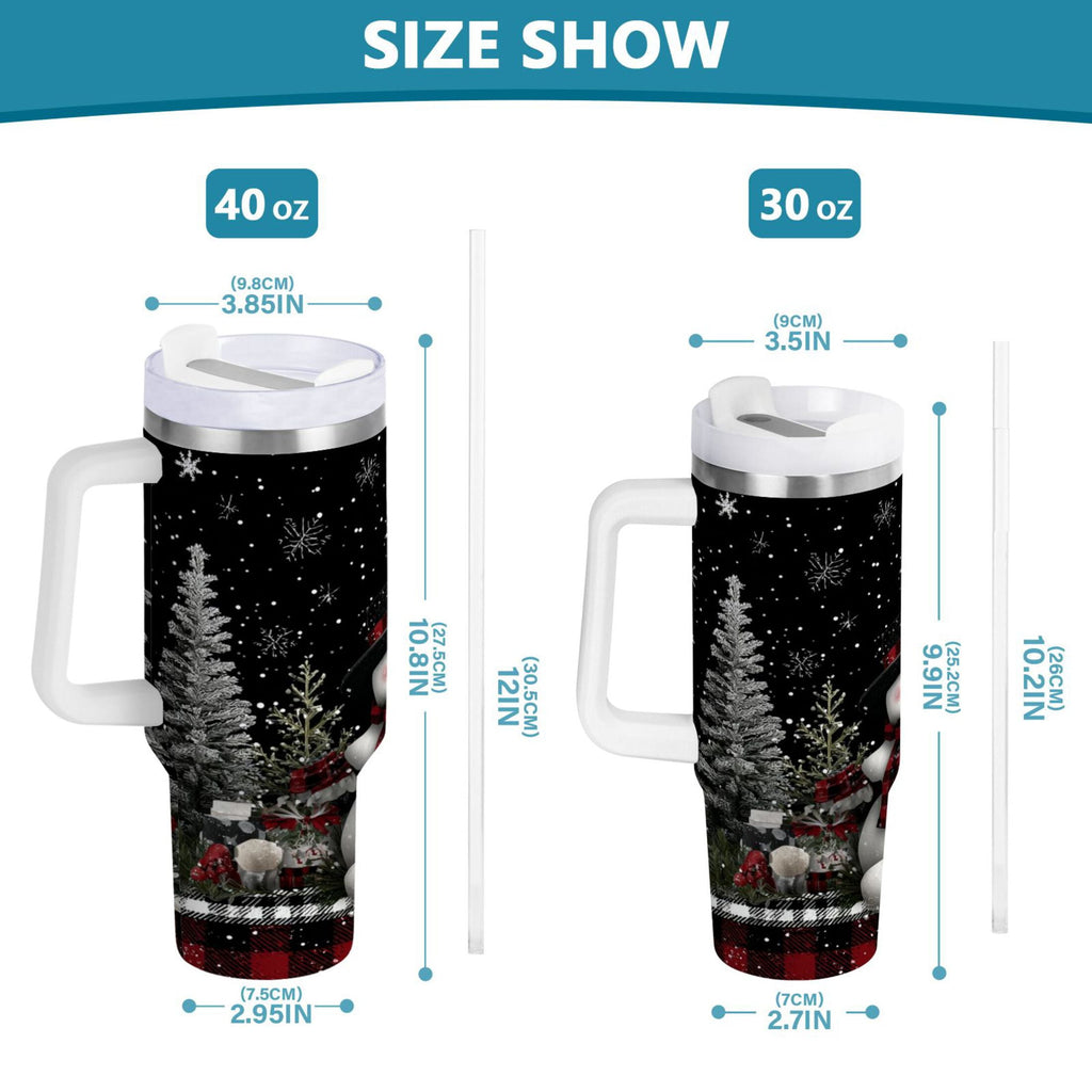30 oz Insulated Stainless Steel Tumbler Double Wall Stainless Steel Tumbler with 2-Way Drinking Christmas Snowman KLGM