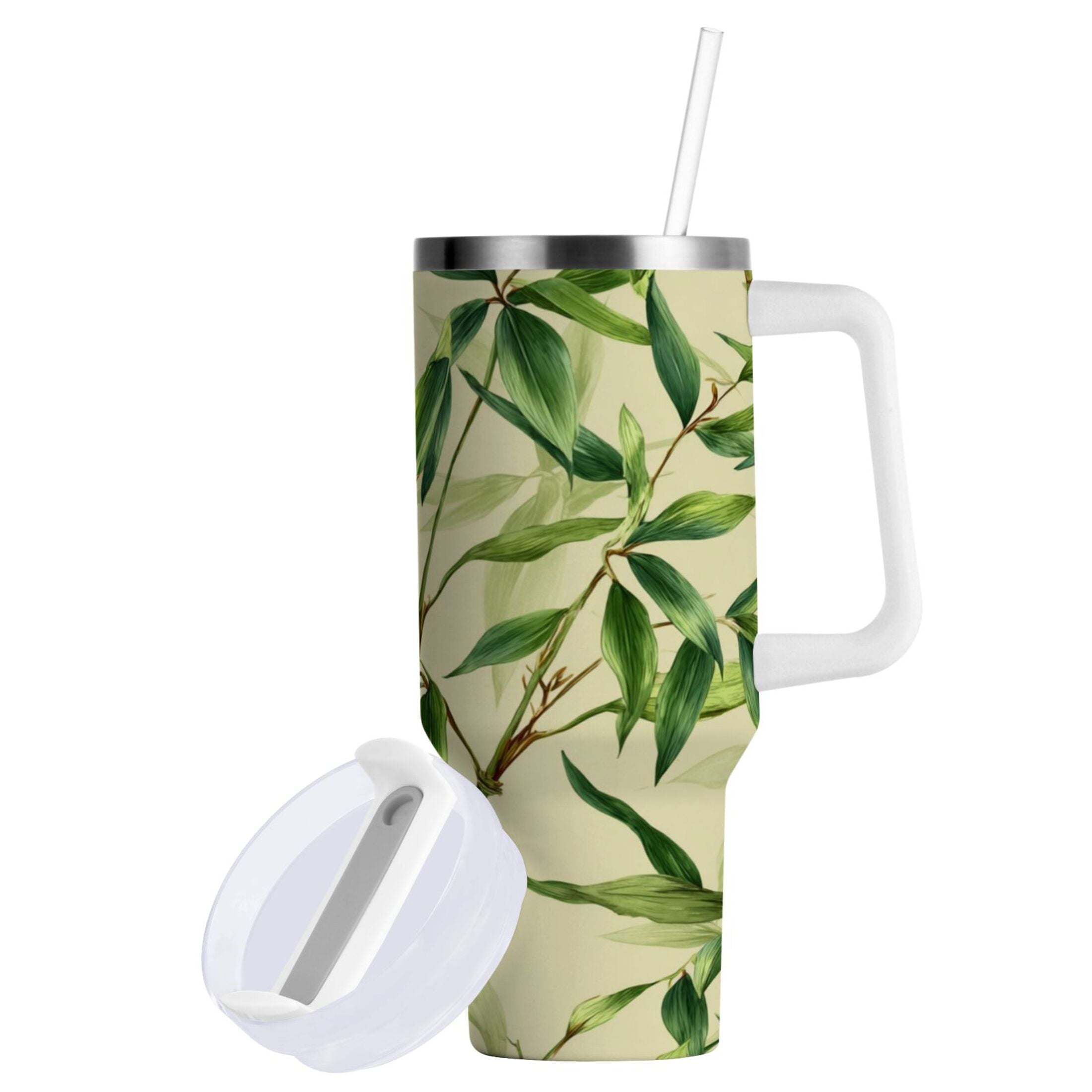 30 oz Insulated Stainless Steel Tumbler Double Wall Stainless Steel Tumbler with 2-Way Drinking Bamboo Pattern UBTU