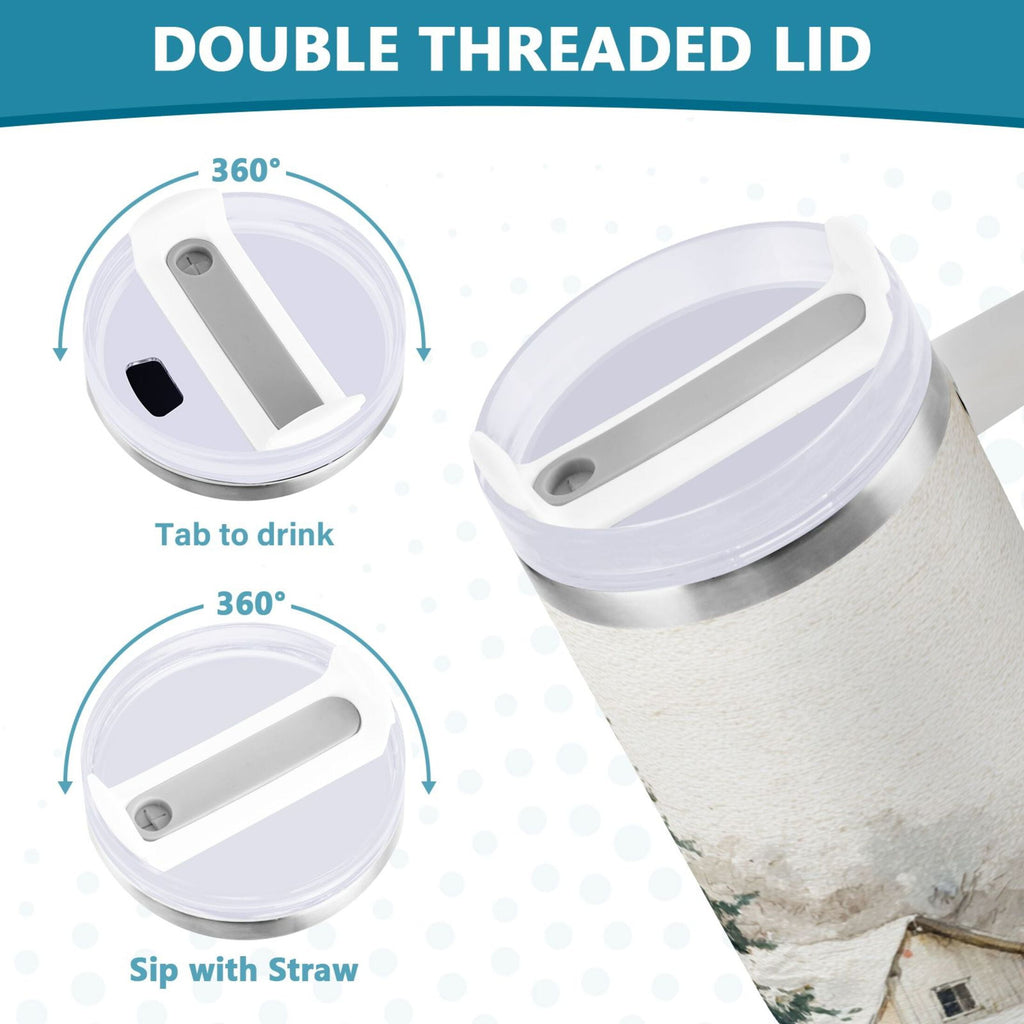 30 oz Insulated Stainless Steel Tumbler Double Wall Stainless Steel Tumbler with 2-Way Drinking Truck with Christmas Decorations UALX