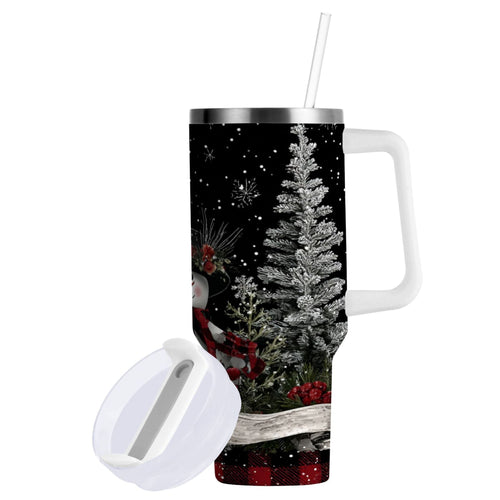 30 oz Insulated Stainless Steel Tumbler Double Wall Stainless Steel Tumbler with 2-Way Drinking Christmas Snowman KLGM
