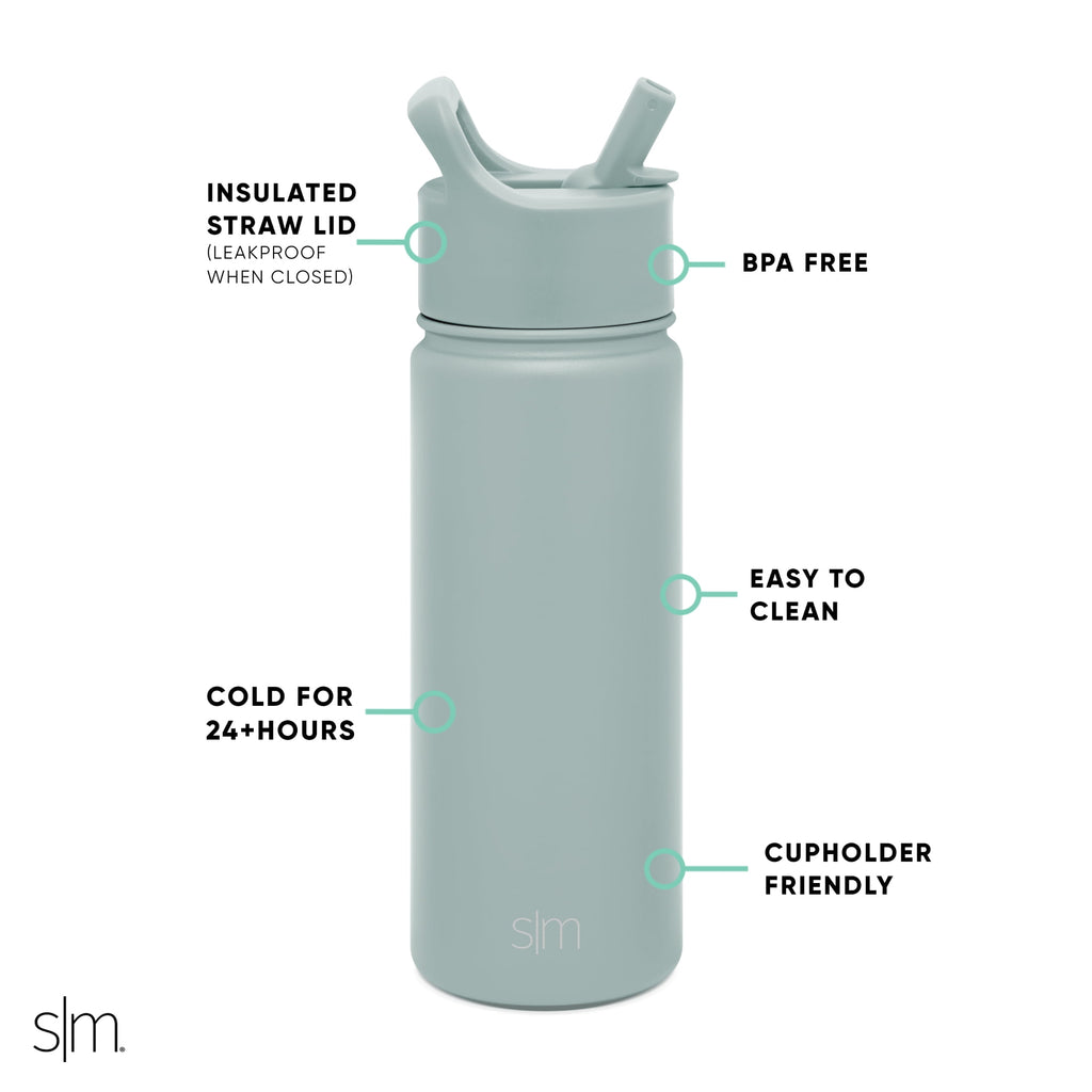 Simple Modern Summit Water Bottle Straw Lid Vacuum Insulated Stainless Steel Bottle | 18 fl oz IOD6
