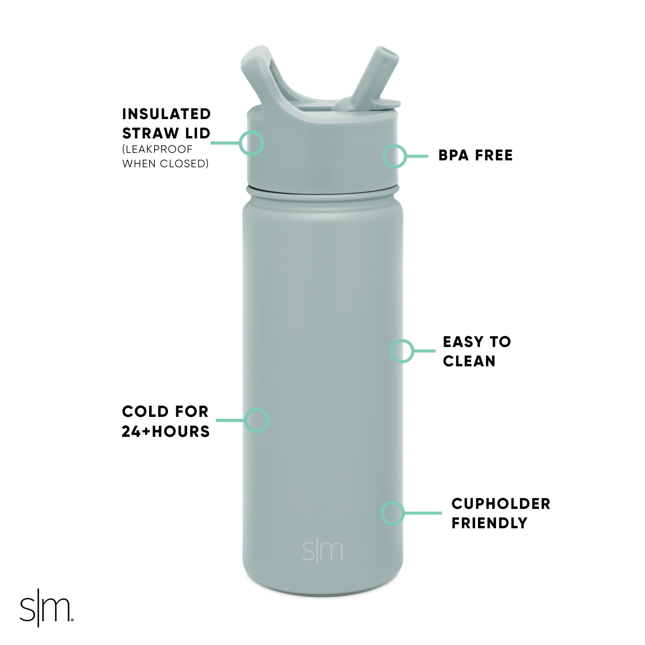 Simple Modern Summit Water Bottle Straw Lid Vacuum Insulated Stainless Steel Bottle | 18 fl oz IOD6