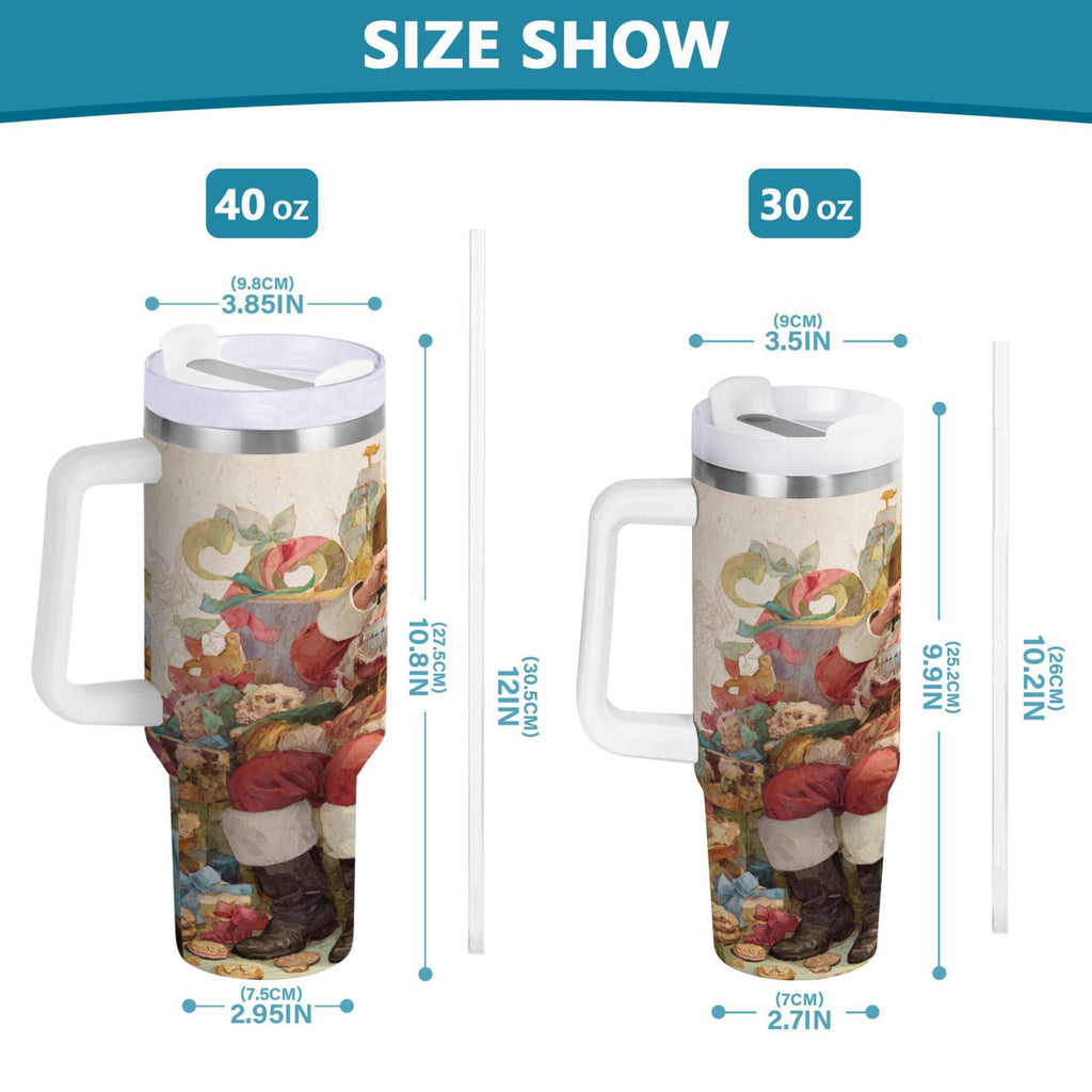 30 oz Insulated Stainless Steel Tumbler Double Wall Stainless Steel Tumbler with 2-Way Drinking Santa Claus Sitting in Chair 84AZ