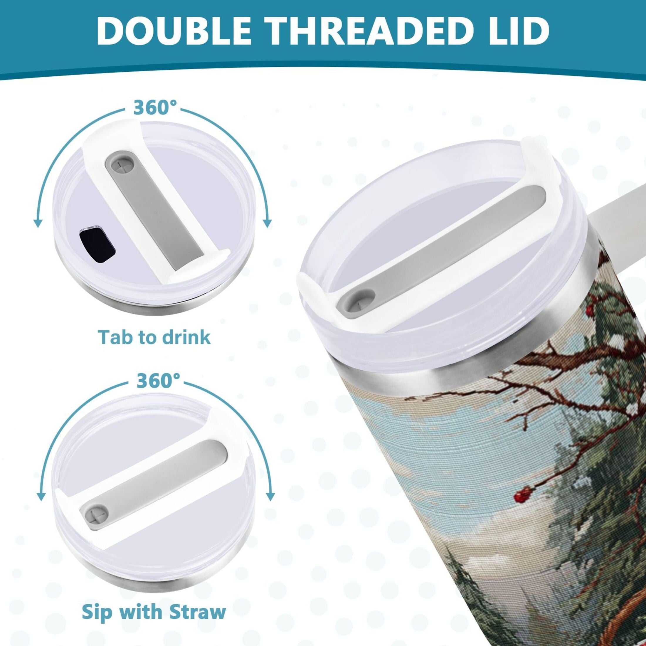 30 oz Insulated Stainless Steel Tumbler Double Wall Stainless Steel Tumbler with 2-Way Drinking Apples and Baskets Q7SS