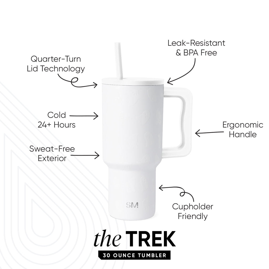 Simple Modern 30 fl oz Insulated Stainless Steel Trek Tumbler with Straw Lid | Seaglass Sage and Cream Checkmate YPTM
