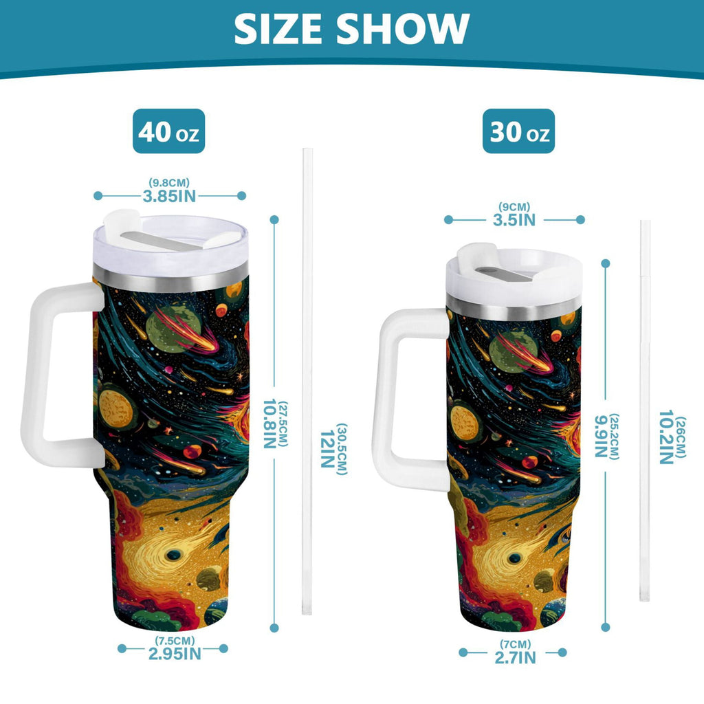 40 oz Insulated Stainless Steel Tumbler Double Wall Stainless Steel Tumbler with 2-Way Drinking Swirling Galaxy ZKIZ