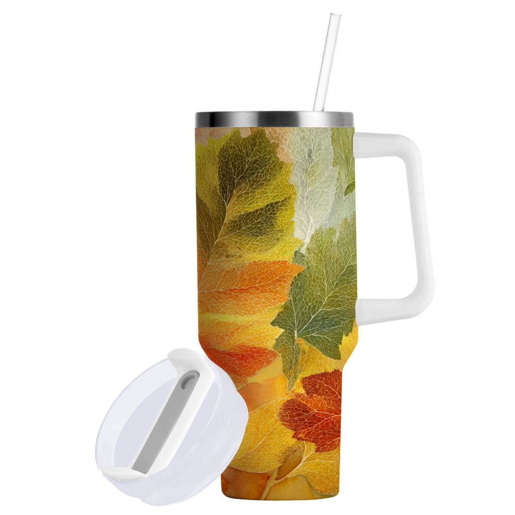 30 oz Insulated Stainless Steel Tumbler Double Wall Stainless Steel Tumbler with 2-Way Drinking Various Shades Autumn Leaves AWPF