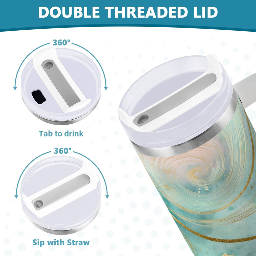 30 oz Insulated Stainless Steel Tumbler Double Wall Stainless Steel Tumbler with 2-Way Drinking Beautiful Swirling Lines PFNT
