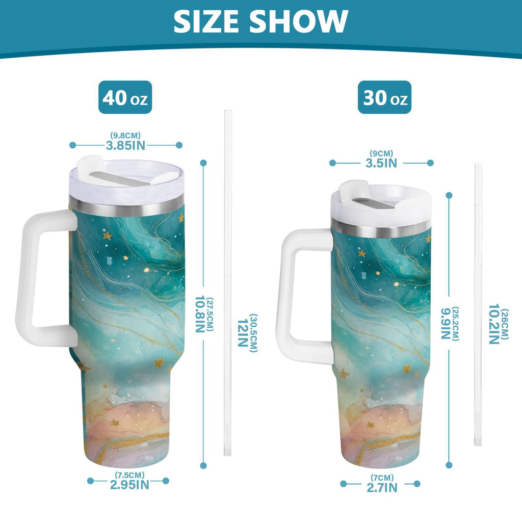 40 oz Insulated Stainless Steel Tumbler Double Wall Stainless Steel Tumbler with 2-Way Drinking Beautiful Watercolor Stars 6KIB